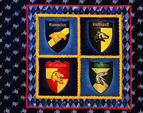 Wizarding Cotton Fabric Quilt or Pillow Panel - 2 Large Blocks (Great for Quilting, Sewing, Craft Projects, Wall Hangings, Throw Pillows and More) 18" X 44"