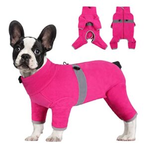 migohi small dog coat, full body winter dog sweater with legs, turtleneck warm dog pajamas fleece pjs comfy pullover for small medium dogs, zip up dog onesie jammies pet apparel jumpsuit for puppy