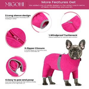 MIGOHI Small Dog Coat, Full Body Winter Dog Sweater with Legs, Turtleneck Warm Dog Pajamas Fleece Pjs Comfy Pullover for Small Medium Dogs, Zip Up Dog Onesie Jammies Pet Apparel Jumpsuit for Puppy