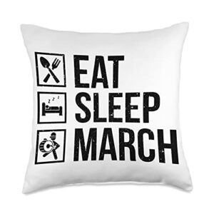 marching band for marching band members eat sleep marching band member throw pillow, 18x18, multicolor