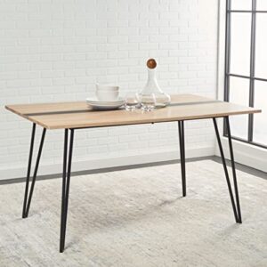 safavieh home collection alarick mid-century modern natural/black hairpin leg dining table