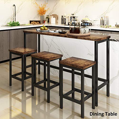 Merax Counter Height Pub Table Set with 3 Stools, Bar Table and Chair Set 4-Piece Dining Table Set with Metal Frame