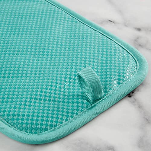 KitchenAid Gingham Pot Holder 2-Pack Set, Aqua Sky, 7"x10"