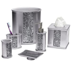 Zahari Home Sinatra Waste Basket Decorative Beautiful Designs Bathroom Bedroom Living Room Decor, Silver