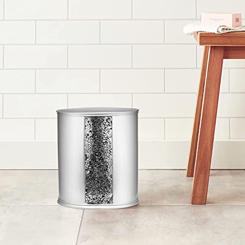 Zahari Home Sinatra Waste Basket Decorative Beautiful Designs Bathroom Bedroom Living Room Decor, Silver