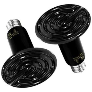 simple deluxe 150w reptile heat lamp bulb ceramic heat emitter no light emitting brooder coop heater for amphibian pet & incubating chicken, 2 pack black