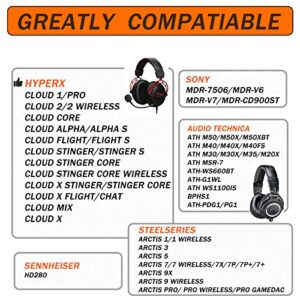 Replacement Earpads Cushions for HyperX Cloud/Alpha/Flight/Stinger Earpads Replacement, Ear Cushions for Sony MDR-7506/V6/V7/CD900ST, Also Fit for Steelseries Arctis & More, Cooling Gel Fabric
