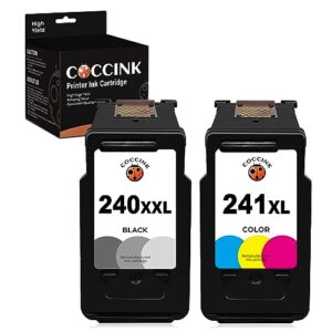 coccink 240xxl 241xl ink cartridge replacement for canon pg-240 cl-241 xl used with pixma mg3600 mg3620 mg3520 mg2120 ts5120 mx452 mx450 mx459 mx472 printer (1 black 1 tri-color)