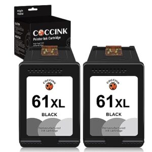 coccink 61xl ink cartridge replacement for hp ink 61 xl for envy 4500 5530 4502 5535 5534 officejet 4630 4635 deskjet 3050 2540 3510 printer (2 black) high yield combo pack
