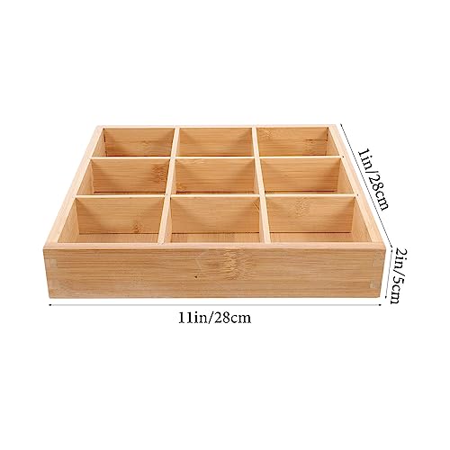 DOITOOL Divided Serving Tray Wooden Square 9 Compartments Serving Platter Sushi Plate Nut Candy Snack Storage Trays Ottoman Tray for Home Restaurant