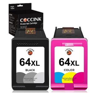 coccink 64xl ink cartridge replacement for hp 64 xl for tango envy photo 7858 7855 7155 6255 6230 7120 7864 7134 7164 6252 7830 6258 printer ink combo pack (1 black, 1 tri-color)