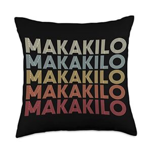makakilo hawaii makakilo hi retro vintage text throw pillow, 18x18, multicolor