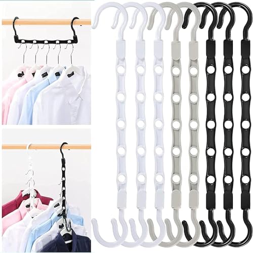 20 Pcs Sturdy Hanger, Space Saving, Magic Smart Clothes Hanger, Closet Organizer Hanger, for Dorm Closet Storage Apartment College Bedroom Essentials, New Black White Gray [ Upgraded Quality ]