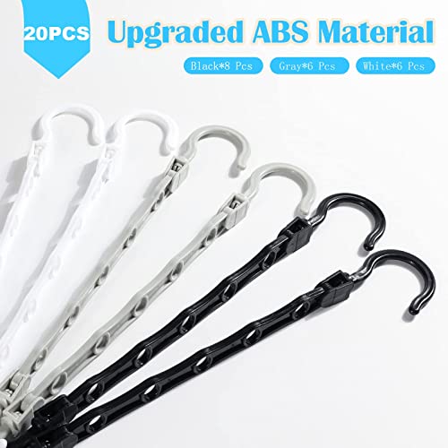 20 Pcs Sturdy Hanger, Space Saving, Magic Smart Clothes Hanger, Closet Organizer Hanger, for Dorm Closet Storage Apartment College Bedroom Essentials, New Black White Gray [ Upgraded Quality ]