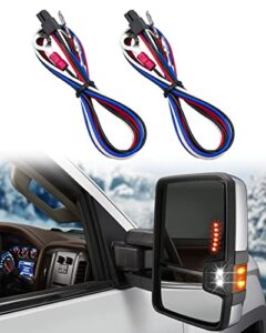 emiho tow mirrors wiring harness fit for chevy silverado gmc sierra 1500 2500hd 2014-2018 cargo running turn signals light, 2 pcs