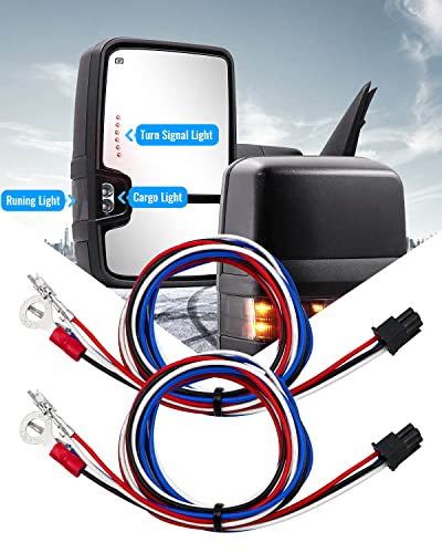 EMIHO Tow Mirrors Wiring Harness Fit for Chevy Silverado GMC Sierra 1500 2500HD 2014-2018 Cargo Running Turn Signals Light, 2 Pcs