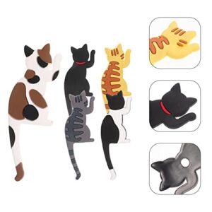 OUNONA 5pcs Cute Cat Wall Hooks Magnetic Refrigerator Hooks Set Fridge Magnet Hanging Hook Sticker Door Whiteboard Animal Key Holders for Home Office Decorations