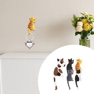 OUNONA 5pcs Cute Cat Wall Hooks Magnetic Refrigerator Hooks Set Fridge Magnet Hanging Hook Sticker Door Whiteboard Animal Key Holders for Home Office Decorations