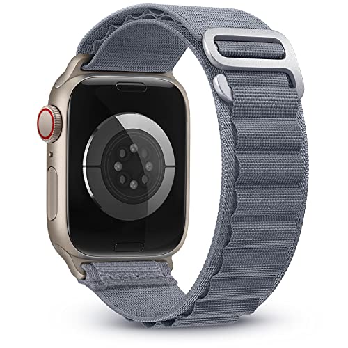 KingofKings Alpine Loop Bands Compatible with Apple Watch Band Ultra 49mm 45mm 44mm 42mm 41mm 40mm 38mm for Men/Women Nylon Sport Strap for iWatch Series 8 7 SE 6 5 4 3 2 1 Blue-Gray