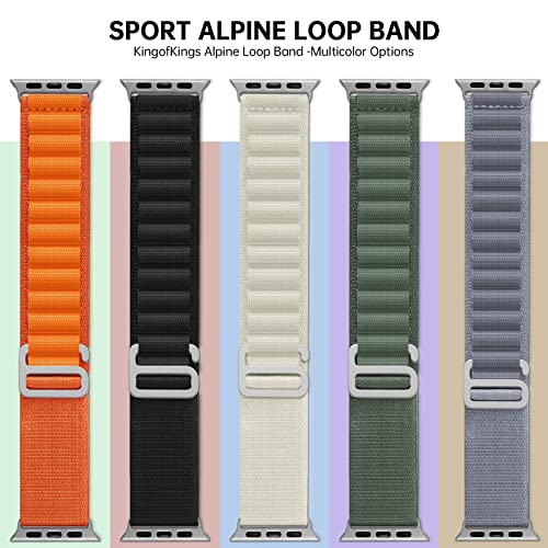 KingofKings Alpine Loop Bands Compatible with Apple Watch Band Ultra 49mm 45mm 44mm 42mm 41mm 40mm 38mm for Men/Women Nylon Sport Strap for iWatch Series 8 7 SE 6 5 4 3 2 1 Blue-Gray