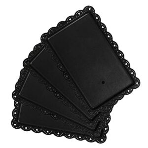 plastic serving trays food tray - 14" x 9" black rectangle serving platter for party | cafeteria | kitchen | restaurant - set of 4 small flat trays for dessert | fruit | cookie | snack | appetizer