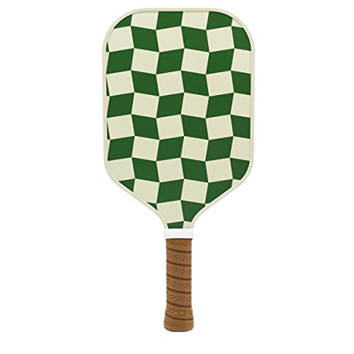 Picklish Pickleball Checks Paddle | Fiberglass Surface with High Grit and Spin, Extended Handle, 11mm, Comfort Grip, Luxury, Stylish, Performant Pickleball Rackets