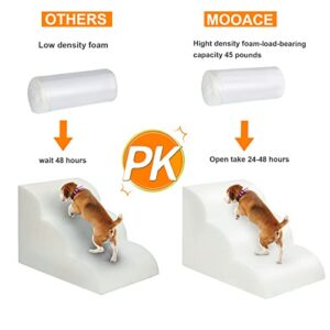 3 Steps Dog Ramp/Stairs for Beds and Couches,MOOACE Pet Stairs with Durable High Density Foam, Washable Cover and Pet Hair Remover Roller - Reduce Stress on Pet Joints/Easy to Walk