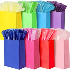 blewindz 32pack gift bags with 32 tissue paper, 8colors party bags with handles, 10.6" medium size rainbow goodie bags for wedding, birthday, party supplies