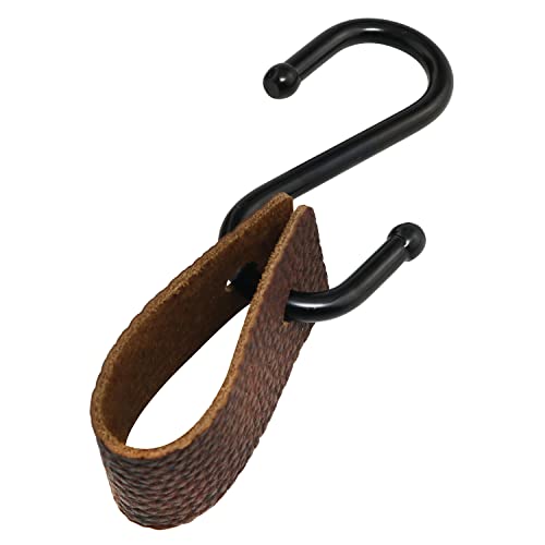 ZZLZX Leather S-Hooks 4PCS Brown S Shaped Leather Hooks for Kitchen, Bathroom, Bedroom and Office, Camping Hook Hanger, Leather Hooks