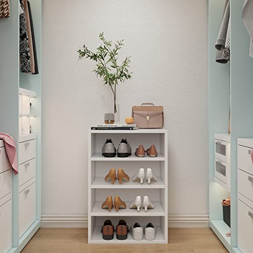 WAHEY Shoes Rack, 4-Tier Free Standing Wood Closet Organizer Unit, FSSR003