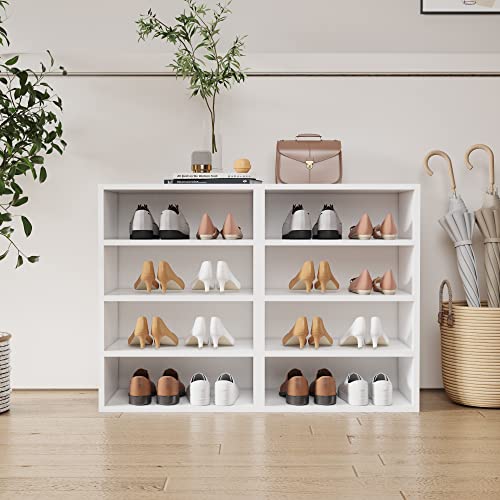 WAHEY Shoes Rack, 4-Tier Free Standing Wood Closet Organizer Unit, FSSR003