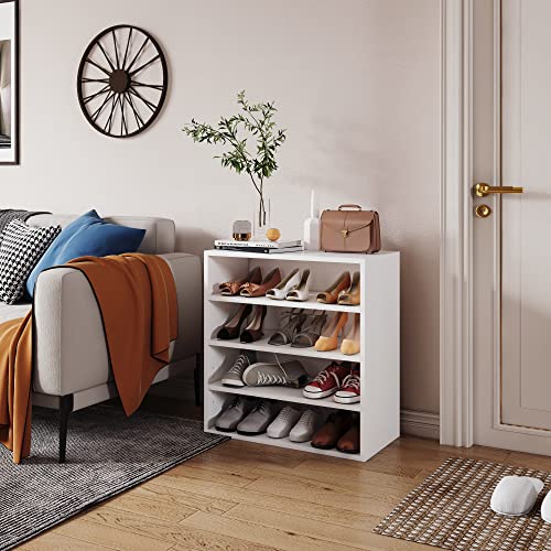 WAHEY Shoes Rack, 4-Tier Free Standing Wood Closet Organizer Unit, FSSR003