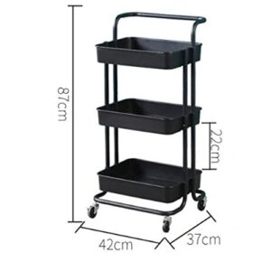 GRETD Kitchen Bathroom Multi-Layer Storage Shelf Three Shelves Beauty Trolley with Wheels Trolley