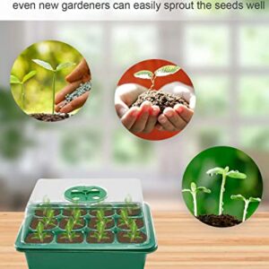 DOMMIA Seed Starter Tray, Reusable Seed Starter Kit with Adjustable Humidity Dome, Transparent Vegetable Propagator Trays, Space-Saving Mini Agriculture Plant Germination Equipment for Seeds Growing