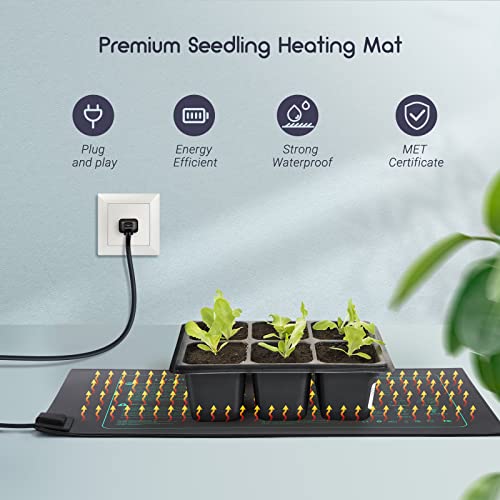 LUXBIRD 2 Pack Seedling Heating Mat for Seed Starting, 10”x 20.75” Durable Waterproof Warm Hydroponic Heating Pad for Indoor Plants Germination, IP67, MET Standard