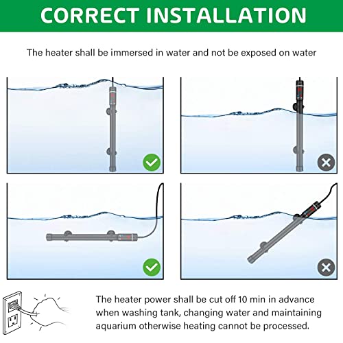 Simple Deluxe Submersible Aquarium Heater, 200W Fish Tank Heater with Intelligent LED Temperature Display and External Temperature Controller for Saltwater, Freshwater