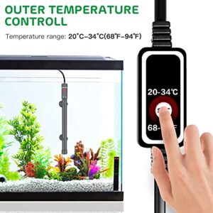 Simple Deluxe Submersible Aquarium Heater, 200W Fish Tank Heater with Intelligent LED Temperature Display and External Temperature Controller for Saltwater, Freshwater