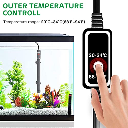 Simple Deluxe Submersible Aquarium Heater, 200W Fish Tank Heater with Intelligent LED Temperature Display and External Temperature Controller for Saltwater, Freshwater