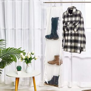 3 Pcs Hanging Boot File Clear Boots Hanging Storage Hanging Closet Shoe Organizer 3 Pair Tall Boot Hangers Plastic Boot Holder with 6 Pockets to Keep Them Straight for Closet Men's and Woman's Shoes