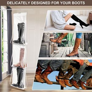 3 Pcs Hanging Boot File Clear Boots Hanging Storage Hanging Closet Shoe Organizer 3 Pair Tall Boot Hangers Plastic Boot Holder with 6 Pockets to Keep Them Straight for Closet Men's and Woman's Shoes