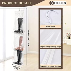 3 Pcs Hanging Boot File Clear Boots Hanging Storage Hanging Closet Shoe Organizer 3 Pair Tall Boot Hangers Plastic Boot Holder with 6 Pockets to Keep Them Straight for Closet Men's and Woman's Shoes