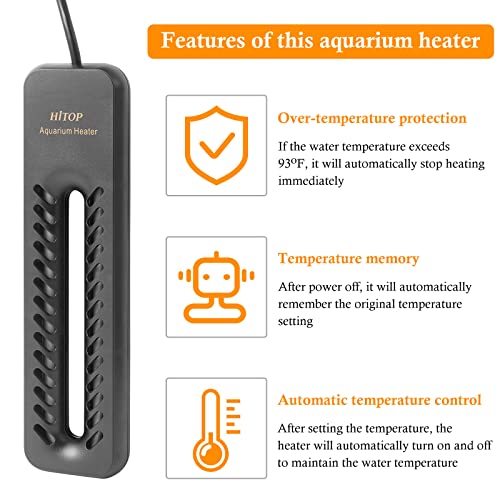 Hitop 1000W Digital Aquarium Heater: Titanium Fish Tank Heater with Temperature Control Device, Submersible Heater for Freshwater/seawater up to 300 Gallon