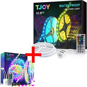 tjoy 32.8ft waterproof light strips+50 ft led strip lights with 44 key remote