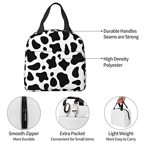 Cow Print Lunch Bag For Adults Insulated Lunch Box Cute Pattern Printed Reusable Lunch Tote For Study Work Picnic