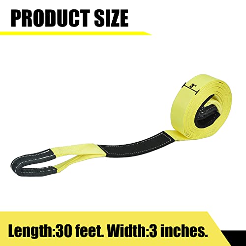 Aikosin 3 inch x 30 ft 100% Nylon Recovery Snatch Strap Heavy Duty (30,000lbs) Off Road Towing and Recovery Recovery Strap Winch Tree Saver Strap