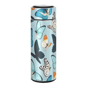 cataku small water bottle 12 oz, colorful butterfly insulated water bottle for water coffee tea stainless steel flask thermos bottle reusable wide mouth vacuum travel mug