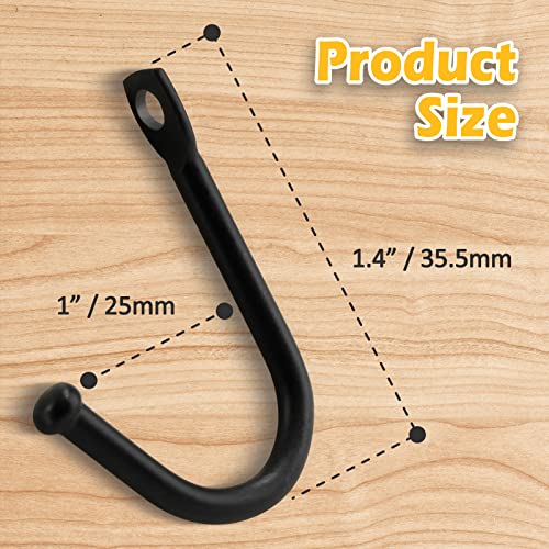 Bonsicoky 10 Pcs Black Single Prong Wrought Iron Hooks with Screws, Decorative Colonial Wall Hooks for Keys, Hats, Clothes, Towels