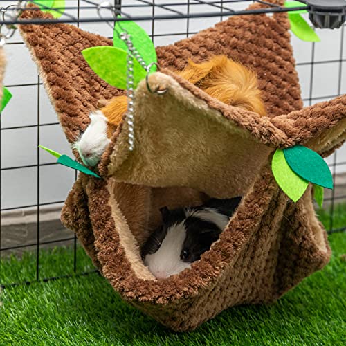 FAITUCOS Guinea Pig Hideout - Hanging Hammock & Tunnel Set for Rat Guinea Pigs Hamster Hedgehog Chinchilla Flying Squirrel - Fleece Warm Small Animals Bedding House Cage Accessories