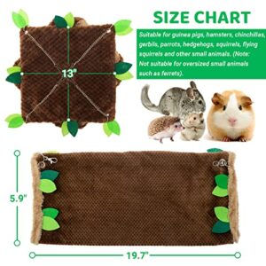 FAITUCOS Guinea Pig Hideout - Hanging Hammock & Tunnel Set for Rat Guinea Pigs Hamster Hedgehog Chinchilla Flying Squirrel - Fleece Warm Small Animals Bedding House Cage Accessories