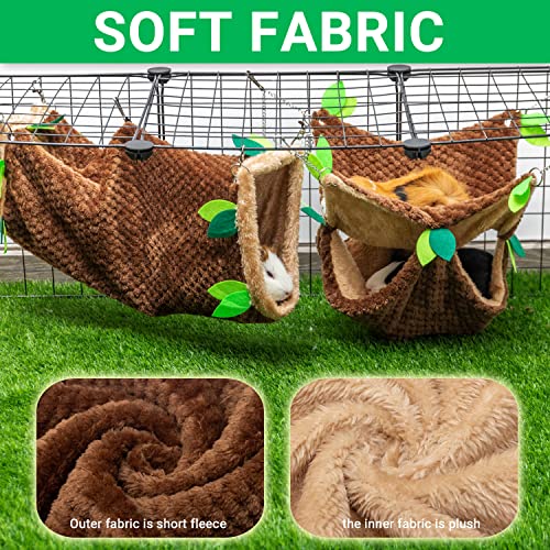 FAITUCOS Guinea Pig Hideout - Hanging Hammock & Tunnel Set for Rat Guinea Pigs Hamster Hedgehog Chinchilla Flying Squirrel - Fleece Warm Small Animals Bedding House Cage Accessories